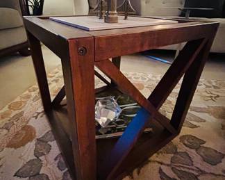 Wood cube shaped side tables 