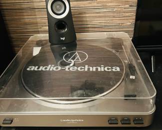Turntable.  Logi speakers  