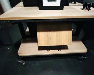 2 shelf Console table on wheels 