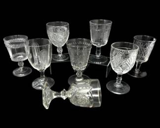 48 AssortedVintagePressedGlassGobletsMixedPatternSet8pcs