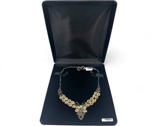 55 SterlingSilverFacetedGemstoneNecklacewBox55gBrandNew