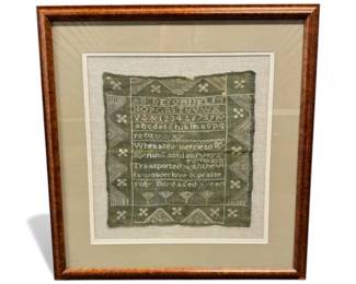 178 AntiqueNeedleworkSamplerFramed