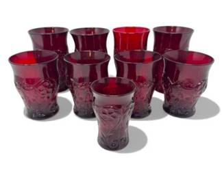 152 RedRockCrystalLowballHighballSmallJuiceGlass9pc