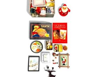 75 LargeLotVintageChristmasDcorSantaOrnamentsWallArt