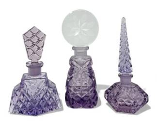 131 Setof3PurpleCzechCutCrystalPerfumeBottles