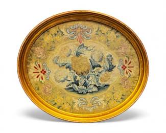 175 OvalshapedVintageEmbroideryinGoldToneFrame