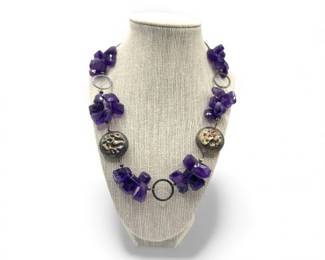 65 SignedDebGuyotSterlingSilverAmethystNecklace
