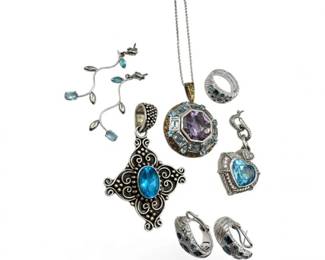 123 JudithRipkaBaliSterlingJewelryLotBlueStones7541g