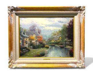 130 ThomasKinkadeLamplightBrookeFramedCanvasSignedwCOA