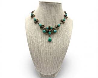 56 SterlingSilverSemiPreciousStoneNecklace3936g