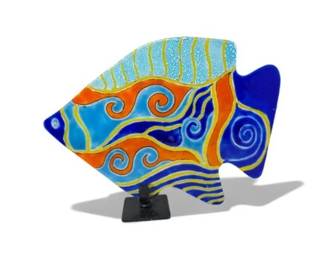 156 ColorfulGlassFishSculptureArtDecoronStand