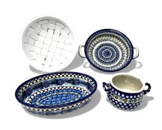 41 CeramikaArtystycznaPolishPotterySlovenianBasketBowlSet