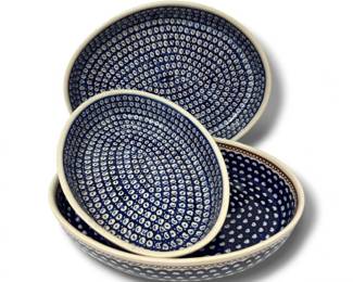 8 Setof3LargePolishPotteryServingDishesBoleslawiecHandmade