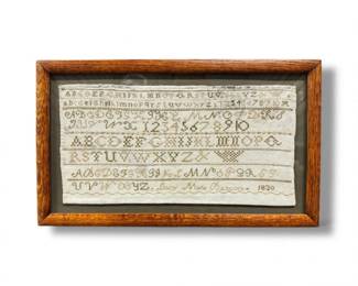 177 Antique1830LucyMariaBabcockAlphabetSamplerFramed