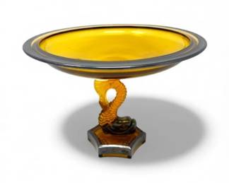 15 1930sWestmorelandAmberDolphinCompotePedestalDessertStand