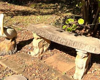 Concrete Bench And Friend