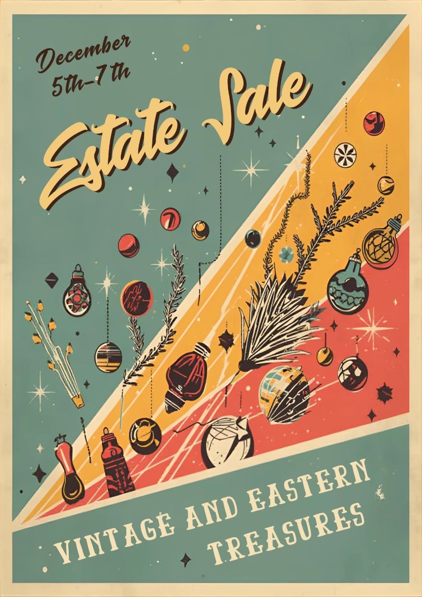 Stylized MidCentury Holiday Poster with Bold Design