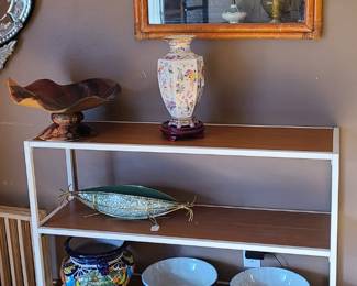 Vintage pottery and mirrors. 