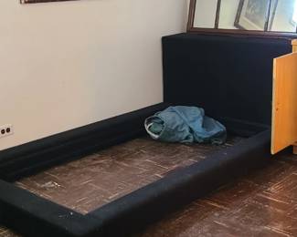 Blu Dot twin size platform bed frame. Vintage Chinese art. 