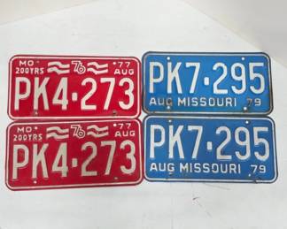 	Four Missouri License Plates