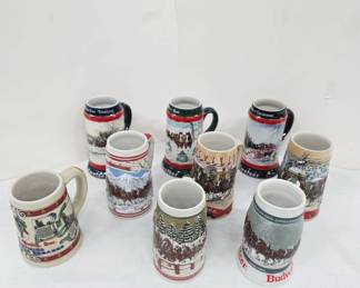 	9 Budweiser Holiday Steins