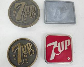 4 Vintage 7UP Belt Buckles