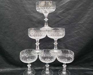 6 Crystal Champagne Coupes