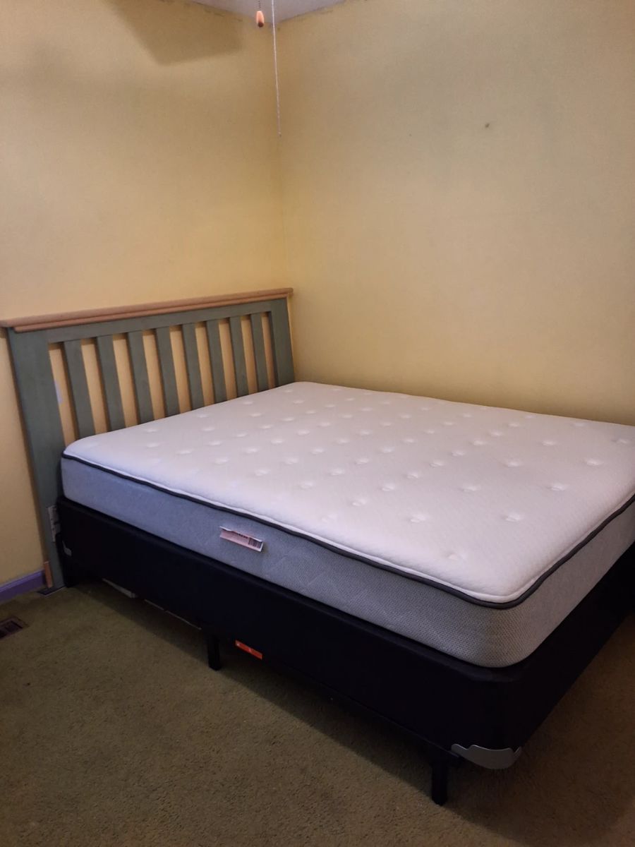 Kid's queen bedroom set (includes dresser, nightstand, and chest of basket drawers).