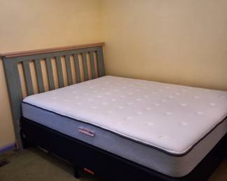 Kid's queen bedroom set (includes dresser, nightstand, and chest of basket drawers). Like new marriage and box spring also available