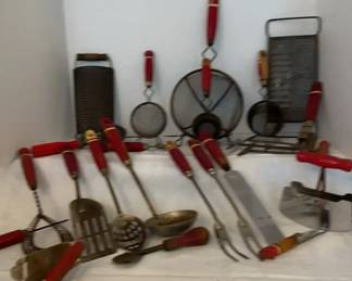 Vintage Red Handle Utensils