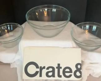 Brand New Crate Barrel Nesting Glass Mixing Bowls