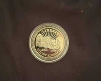 1991 Mount Rushmore Anniversary Commemorative Silver Dollar
