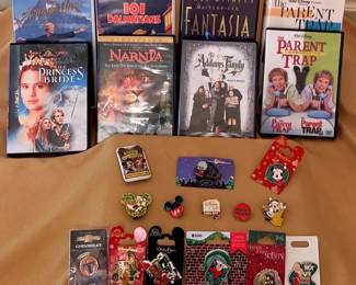 DISNEY DVDS, VIDEOS , COLLECTIBLE PINS