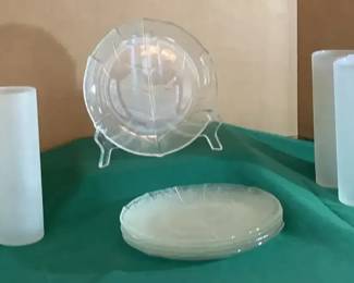 Vintage Arcoroc Desert Plates And Vintage High Ball Glasses