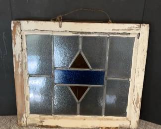 STAINED GLASS IN VINTAGE FRAME
