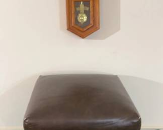 Key Pendulum Clock And Leather Foot Stool