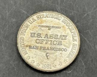 U.S Assay Office San Francisco 1981 .999 Fine Silver Coin