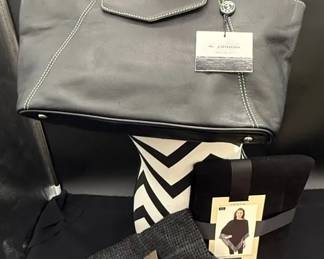 New M. LONDON Leather Purse, CELESTE Wool & Cashmere Poncho, Cashmere Plaid Scarf