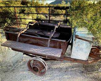 Model T Trailer with fenders, side counters, storage box - great for an outdoor garden, lounge bar