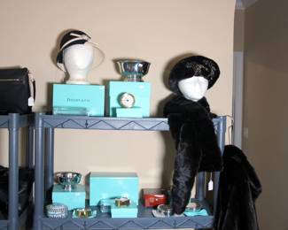 Tiffany: Bowls, Trinket Boxes, Glass Boxes, NCR Special Edition Box, Small Clocks, Mink Scarf, Mink Hat


