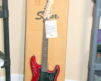 Fender Squier Guitar Autographed by the Band Train


