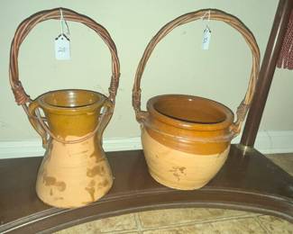 EARTHENWARE POTS w/ HANDLES