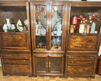 STUNNING 3 PC. ASIAN-MOTIF WALL UNIT SET