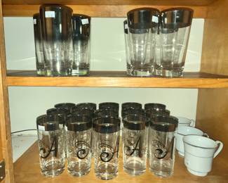 MID-CENTURY GLASSES w/ MONOGRAM "A"