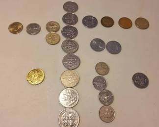 Various Foreign Coins Currency Krona Rupees