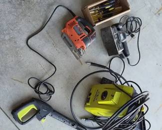 Power Washer, Jigsaw, and sander plus more