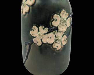 Vintage Roseville Smooth Green Dogwood Pottery Vase