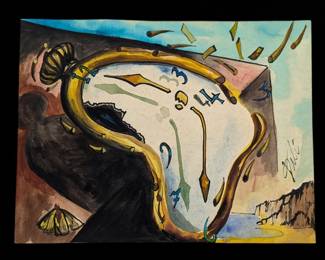 In The Manner Of Salvador Dali (Spanish, 1904-1989) Signed Gouache & Ink On Paper With COA