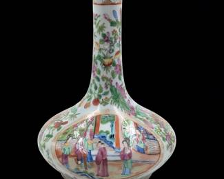 19th Century Chinese Famille Rose Scenic Porcelain Vase, DAMAGED, Please See Pics