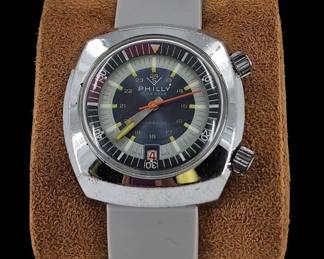 Vintage Mens Watch "PHILLY" 17 Jewels 1960'S Dive Watch